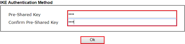 a screenshot of DrayOS IKE Authentication method setup
